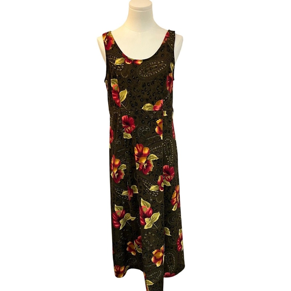 Vintage Floral Maxi Dress Sleeveless Boho Paisley Print Grunge Cottagecore 8 - Picture 2 of 7